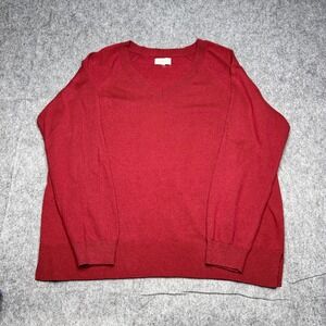 Lucky Brand V-Neck Sweater Knit Pullover Long Sleeve Casual Red Size‎ L